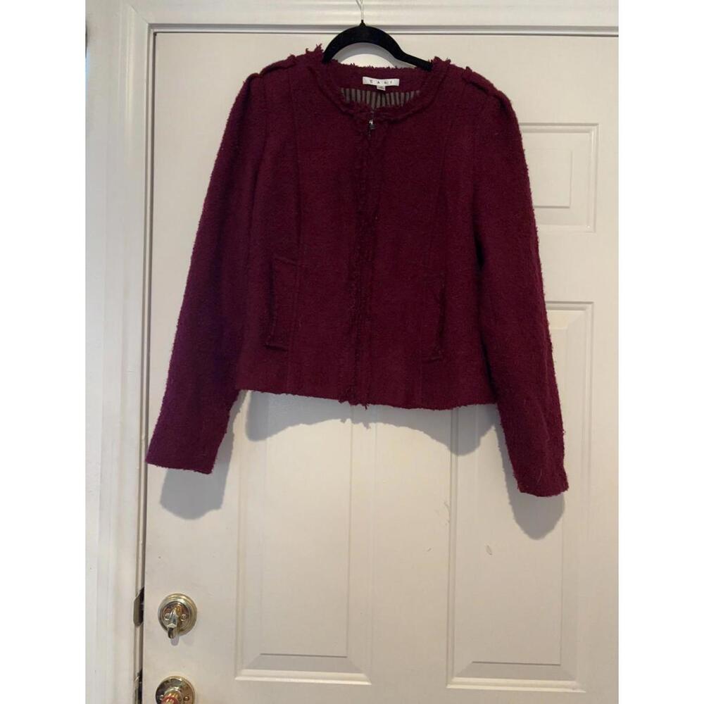 Women's sz 10 Cabi maroon blazer zip up # 943